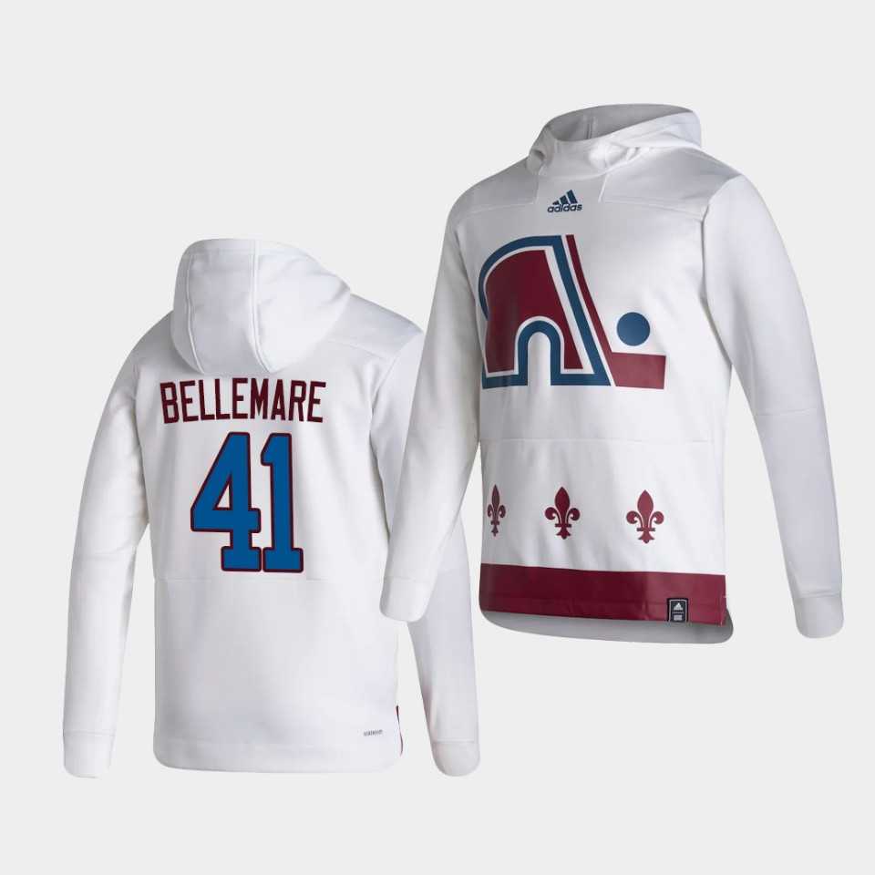 Men Colorado Avalanche 41 Bellemare White NHL 2021 Adidas Pullover Hoodie Jersey Men Colorado Avalanche 41 Bellemare White NHL 2021 Adidas Pullover Hoodie Jersey